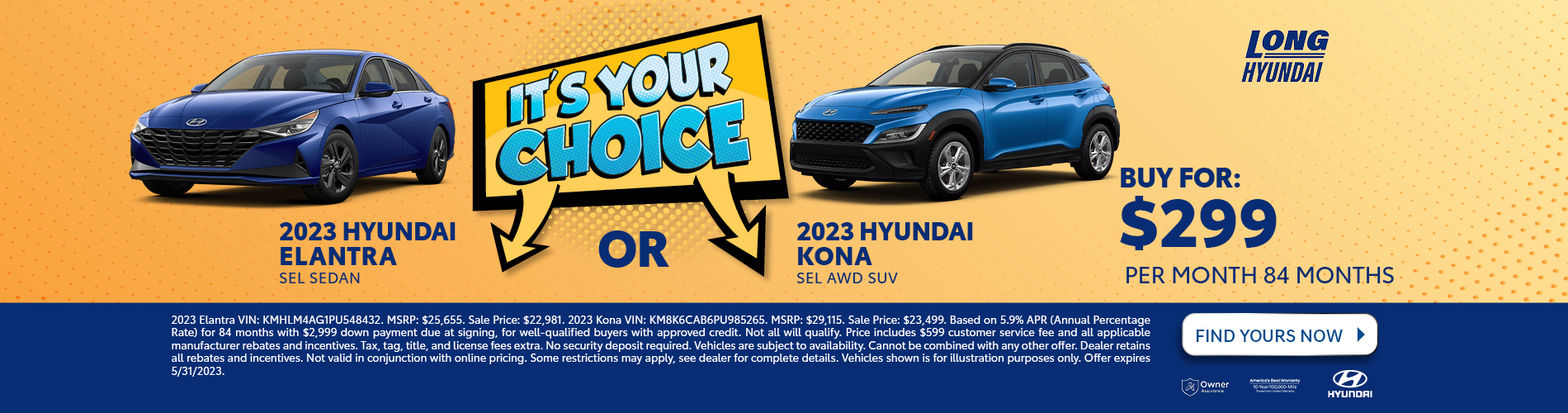 2023 Hyundai Elantra OR 2023 Hyundai Kona